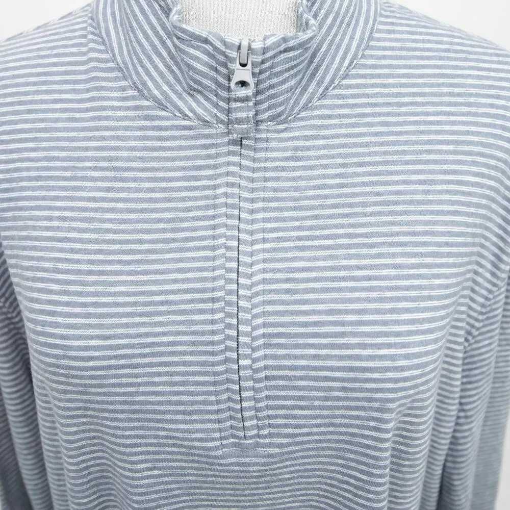 Johnnie-O Striped Half Zip Harvell Light Gray Pullover Size X Large